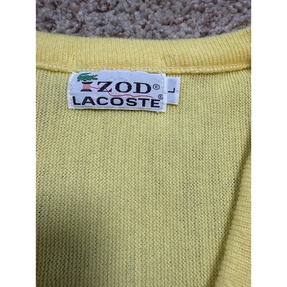 Vintage 80's IZOD Lacoste Men's Sweater, size Large, Bright Yellow; V-neck - Picture 8 of 9